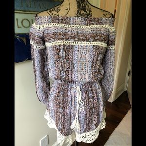 LF purple multi colored romper